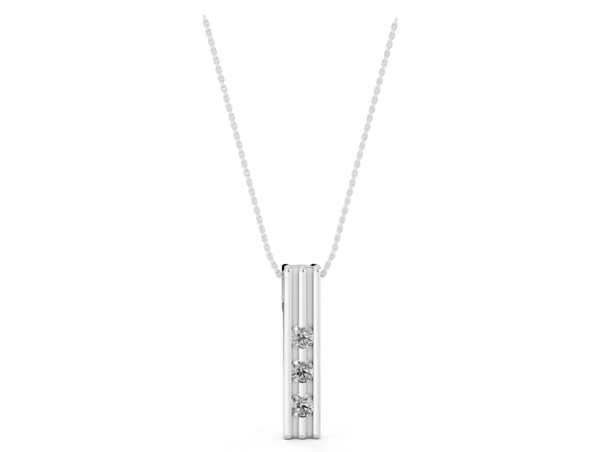 Three-Stone Round Channel Set Pendant Silver
