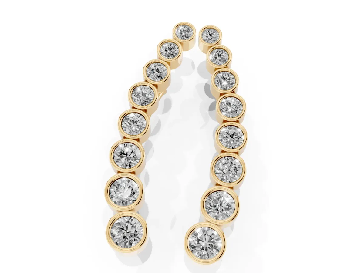 Bezel-Set Round Diamond Climber Earrings Yellow gold