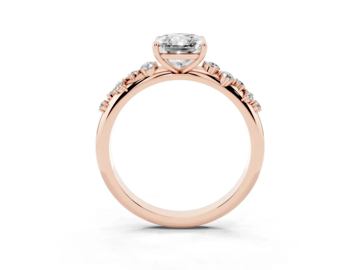 Radiant Cut Diamond Cluster Prong-Set Solitaire Ring Rose gold