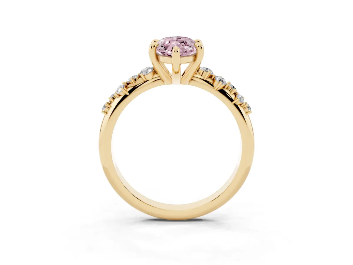 Fancy Pink Marquise Cut Cut Diamond Vine Band with Four-Prong Setting Yellow gold