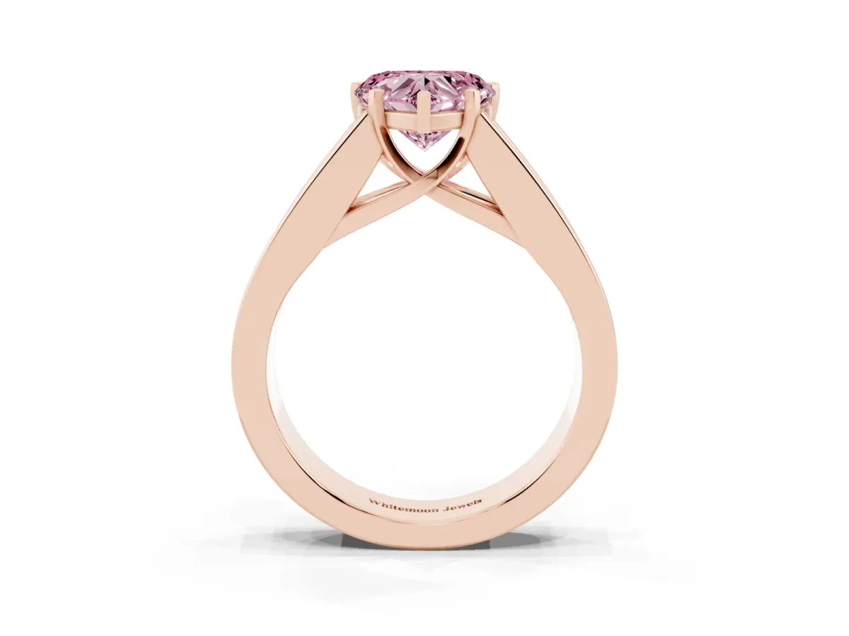 Fancy Pink Heart Cut Cut Channel Set Solitaire Ring with Four-Prong Setting Rose gold