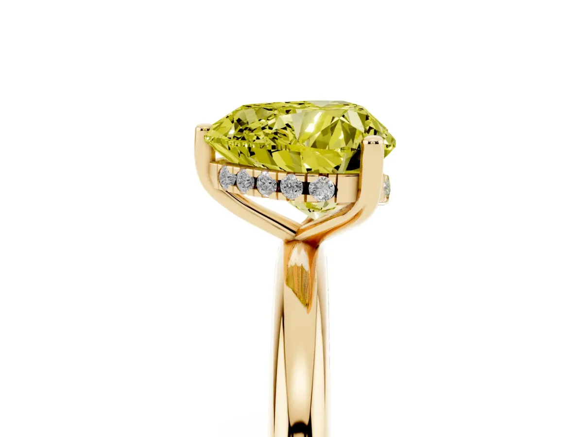 Fancy Yellow Heart Cut Cut Solitaire Engagement Ring with Four-Prong Setting and Classic Band Yellow gold