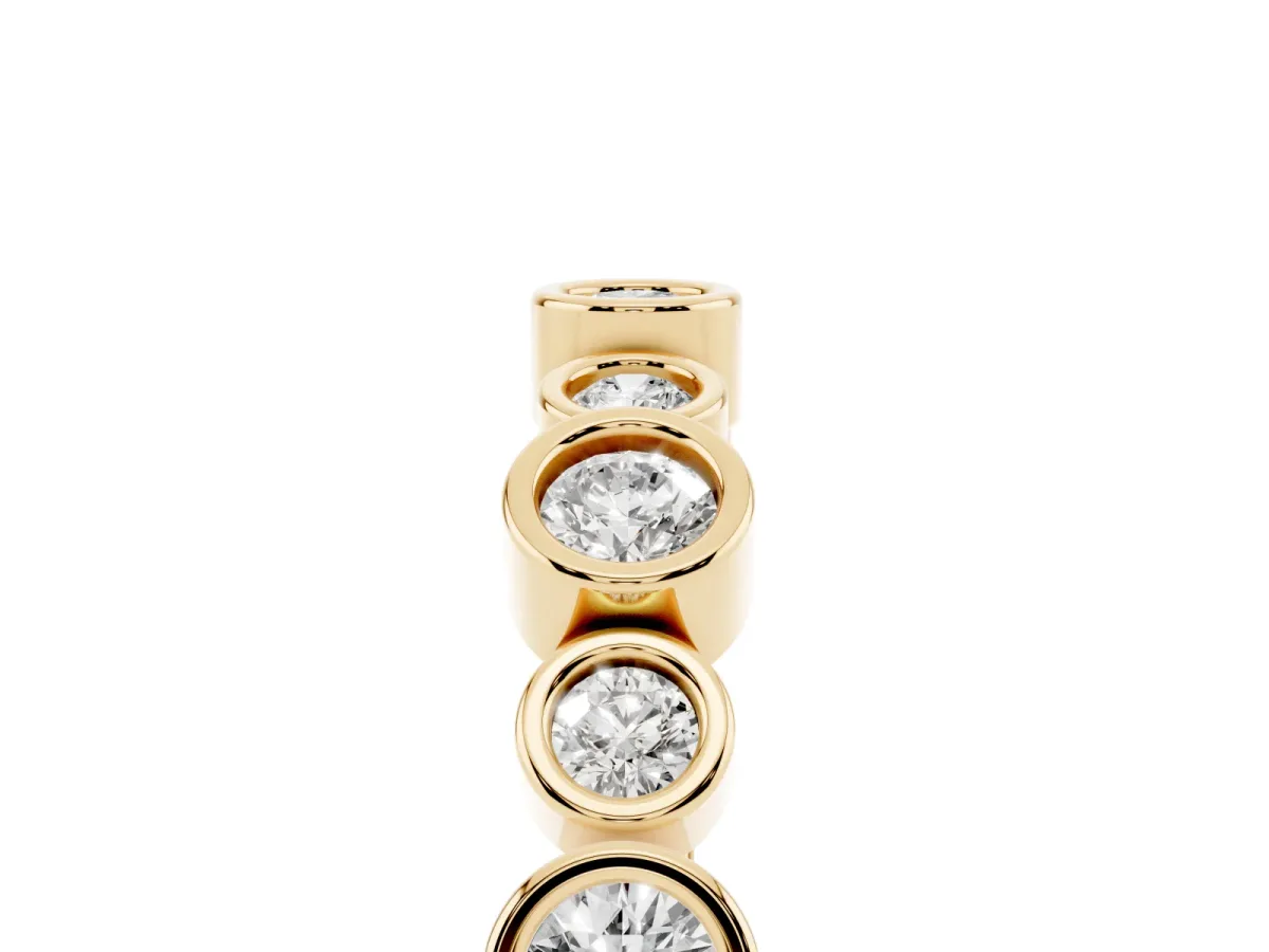 Bezel Set Round Diamond Half Eternity Band Yellow gold