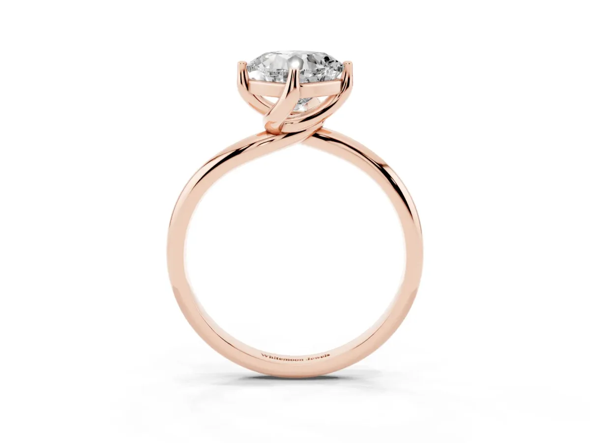 Cushion Cut Diamond Solitaire Engagement Ring with Four-Prong Setting and Classic Band Rose gold