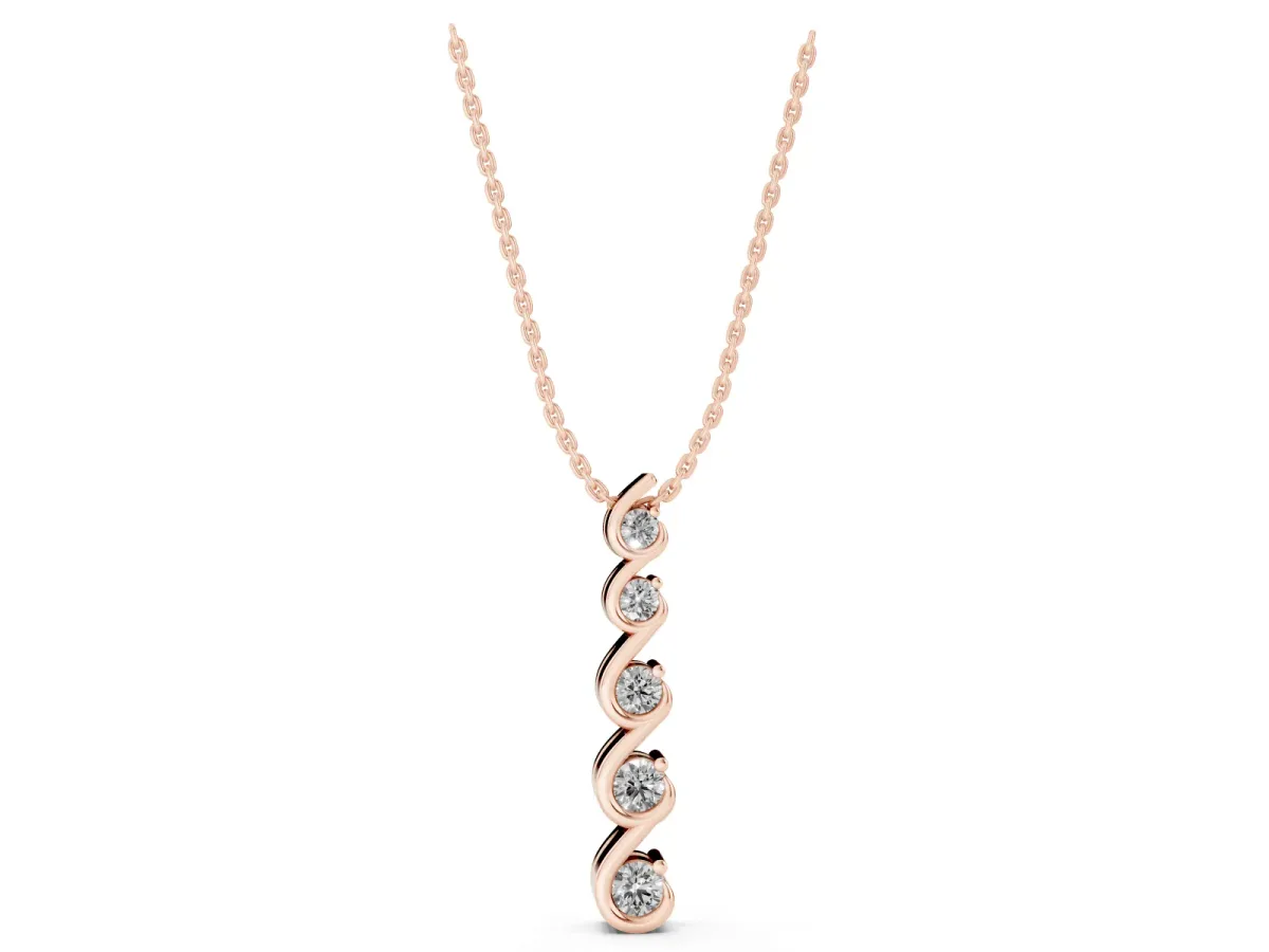 Round Diamond S-Curve Prong Pendant Rose gold