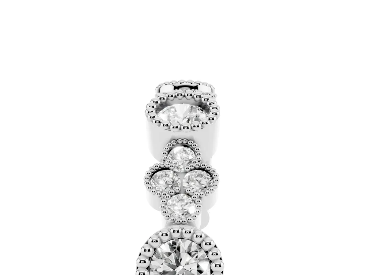 Milgrain Bezel Set Round Diamond Cluster Eternity Band Platinum
