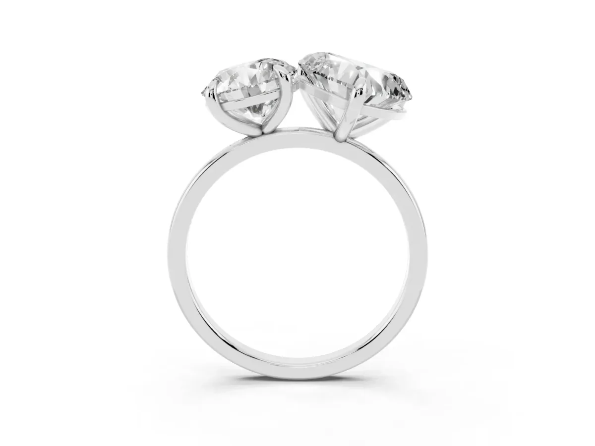 Round and Heart Toi Moi Ring with Prong Setting and Plain Band Silver