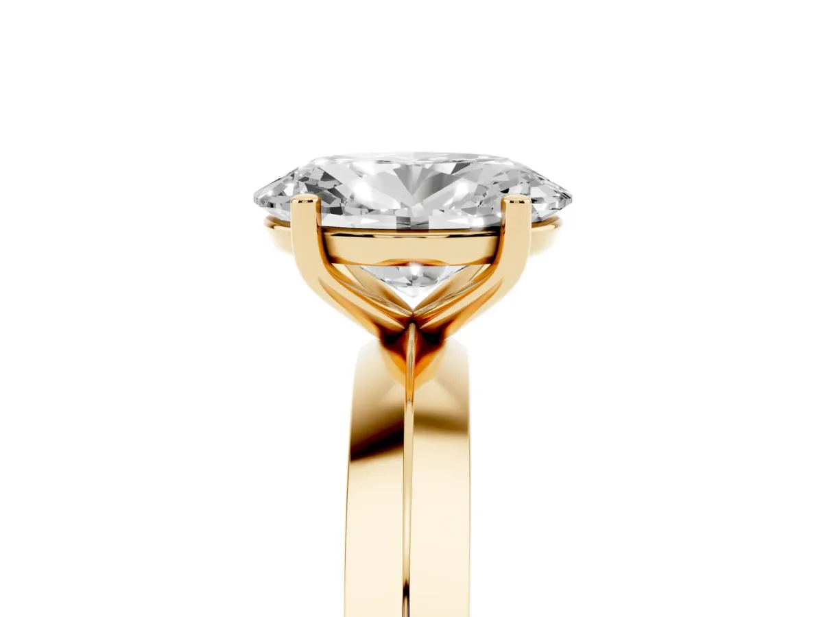 Oval Cut Cut Solitaire Engagement Ring with Flat Band and Four-Prong Setting Yellow gold