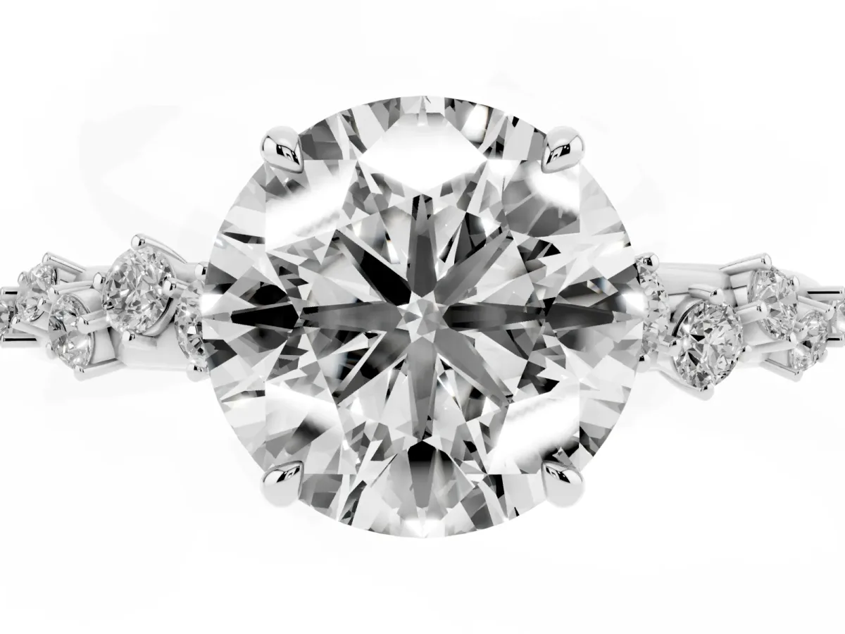 Round Cut Diamond Cluster Prong-Set Solitaire Ring Platinum