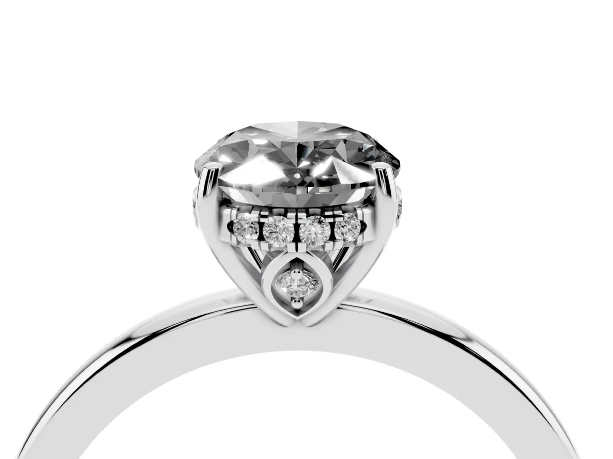 Fancy Black Oval Cut Solitaire Diamond Ring with Prong Setting and Plain Band Silver