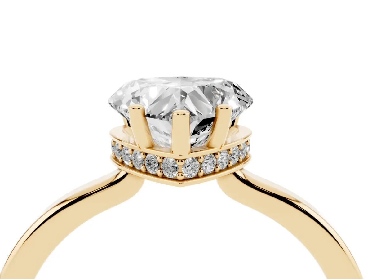Heart Cut Cut Solitaire Engagement Ring with Four-Prong Setting on a Classic Band Yellow gold