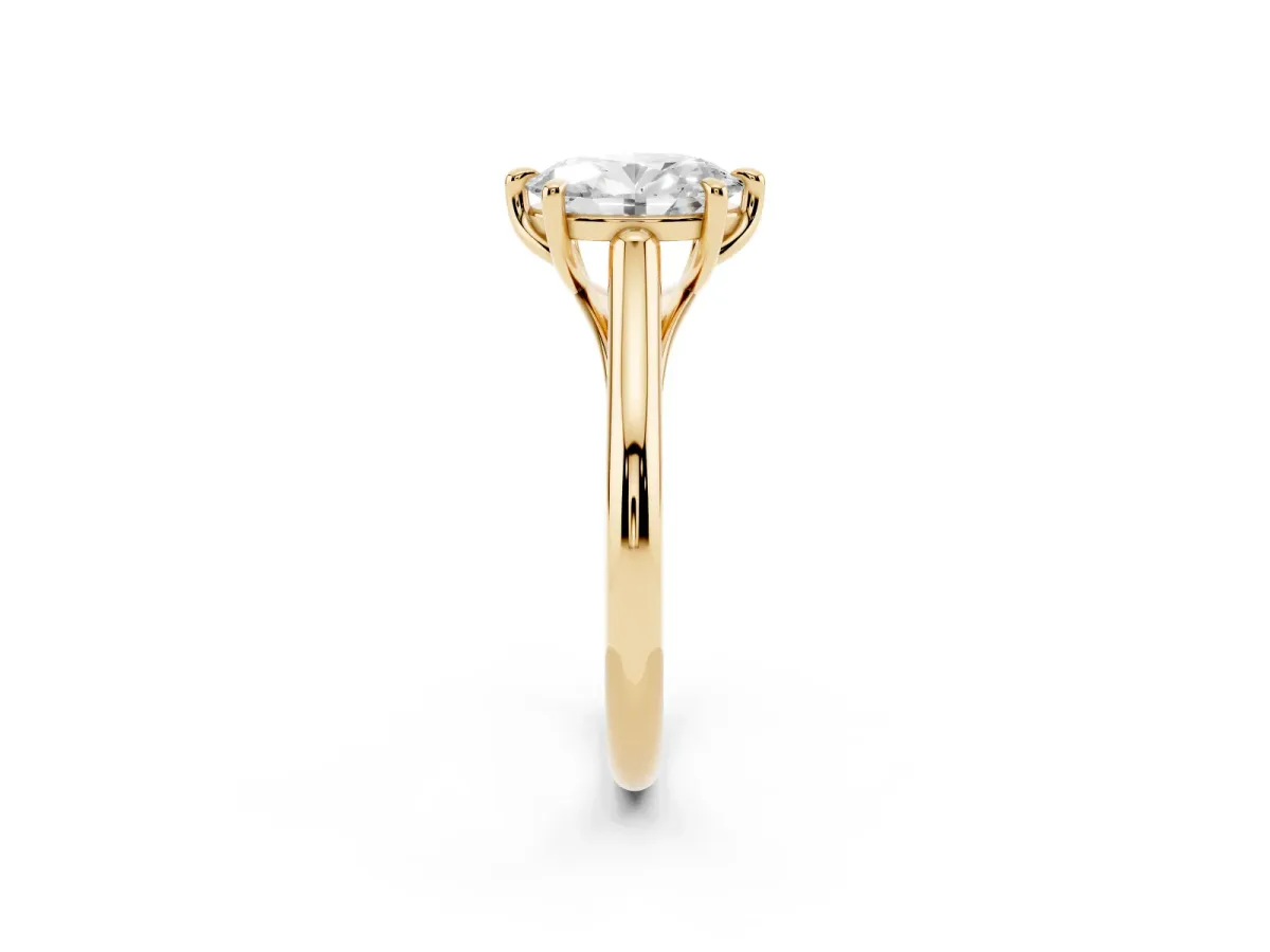 Oval Cut Solitaire Engagement Ring with Six-Prong Setting and Classic Band Yellow gold