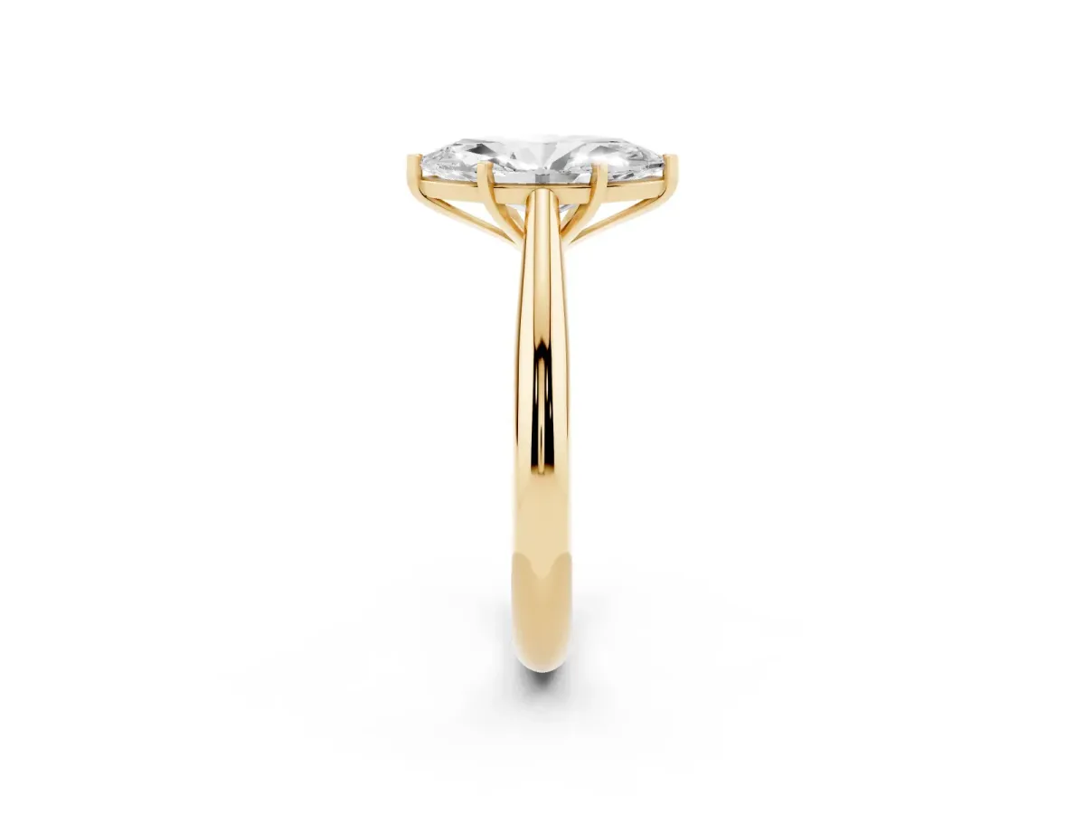 Marquise Cut Diamond Solitaire Engagement Ring with Cathedral Setting and Four-Prong Mount Yellow gold