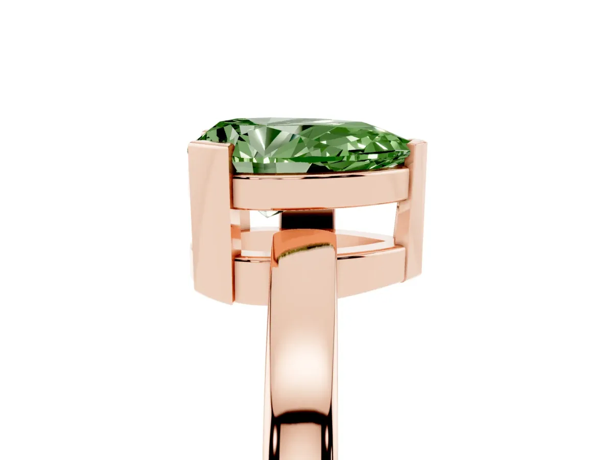 Fancy Green Pear Cut Cut Solitaire Ring with Four-Prong Setting and Classic Band Rose gold