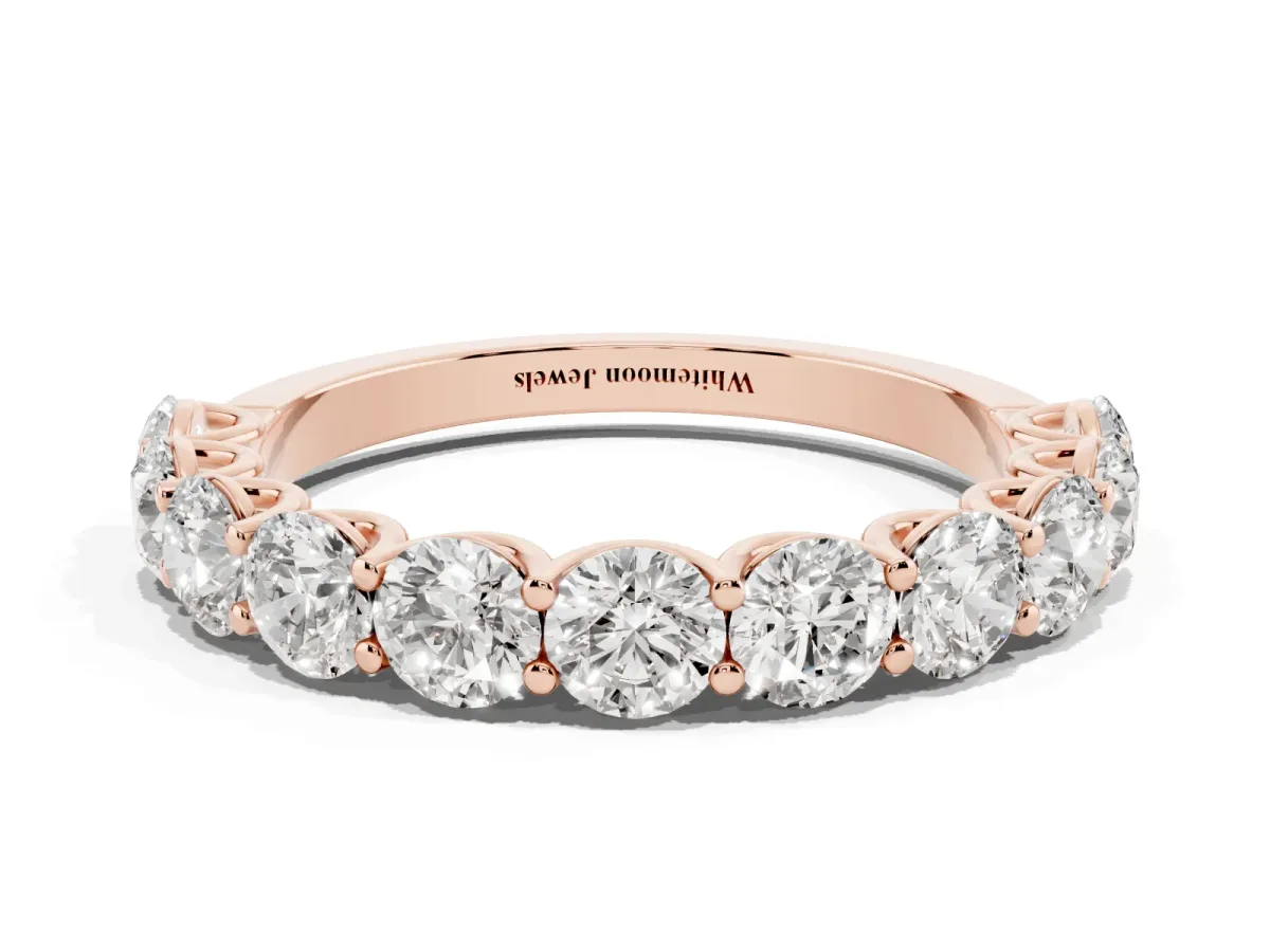 Round Diamond Shared Prong Eternity Band Rose gold