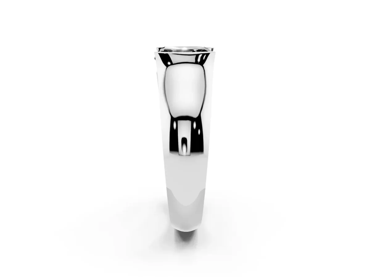 Fancy Black Radiant Cut Solitaire Bezel Set Diamond Ring with Wide Band Platinum