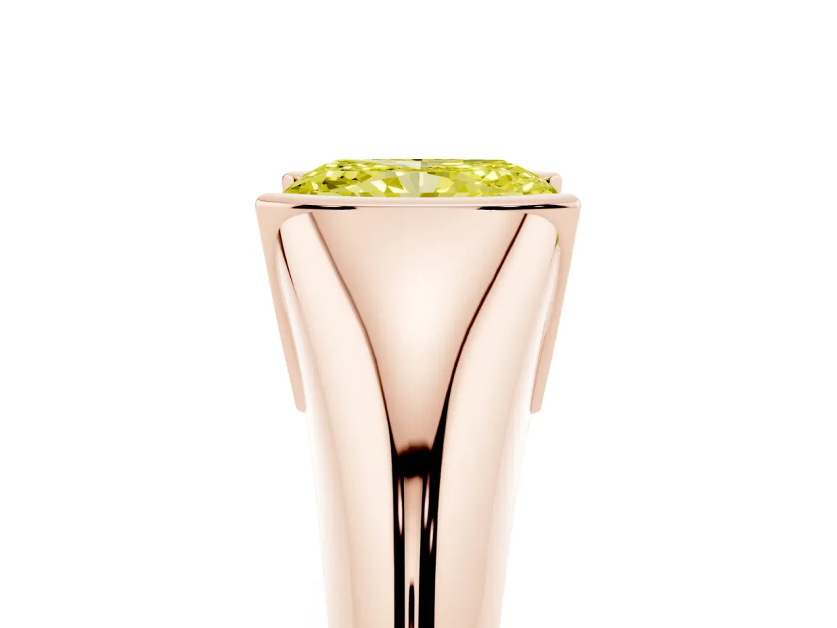 Fancy Yellow Radiant Cut Solitaire Tension Set Diamond Ring Rose gold