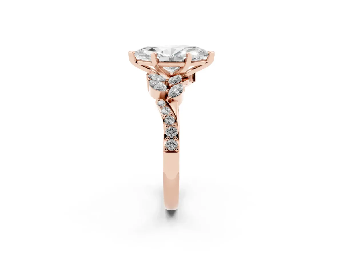 Marquise Cut Solitaire Marquise Twist Band with Six-Prong Setting Rose gold