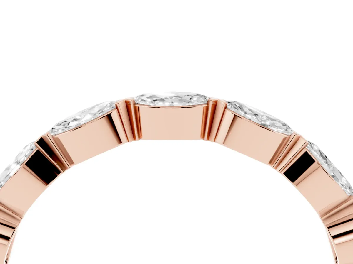 Marquise Diamond Eternity Band with Bezel Setting Rose gold