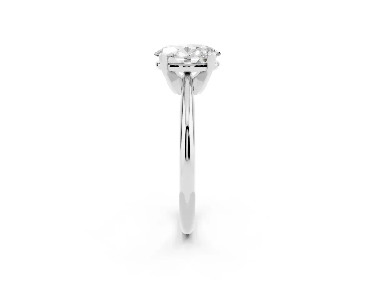 Oval Cut Cut Solitaire Ring with Four-Prong Setting on a Classic Band Platinum