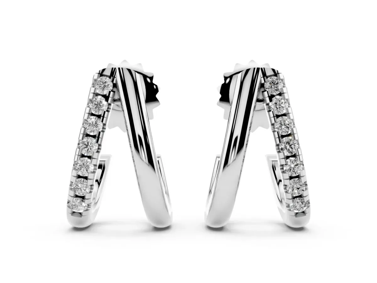 Round Diamond Zuri Huggie Hoop Earrings Platinum
