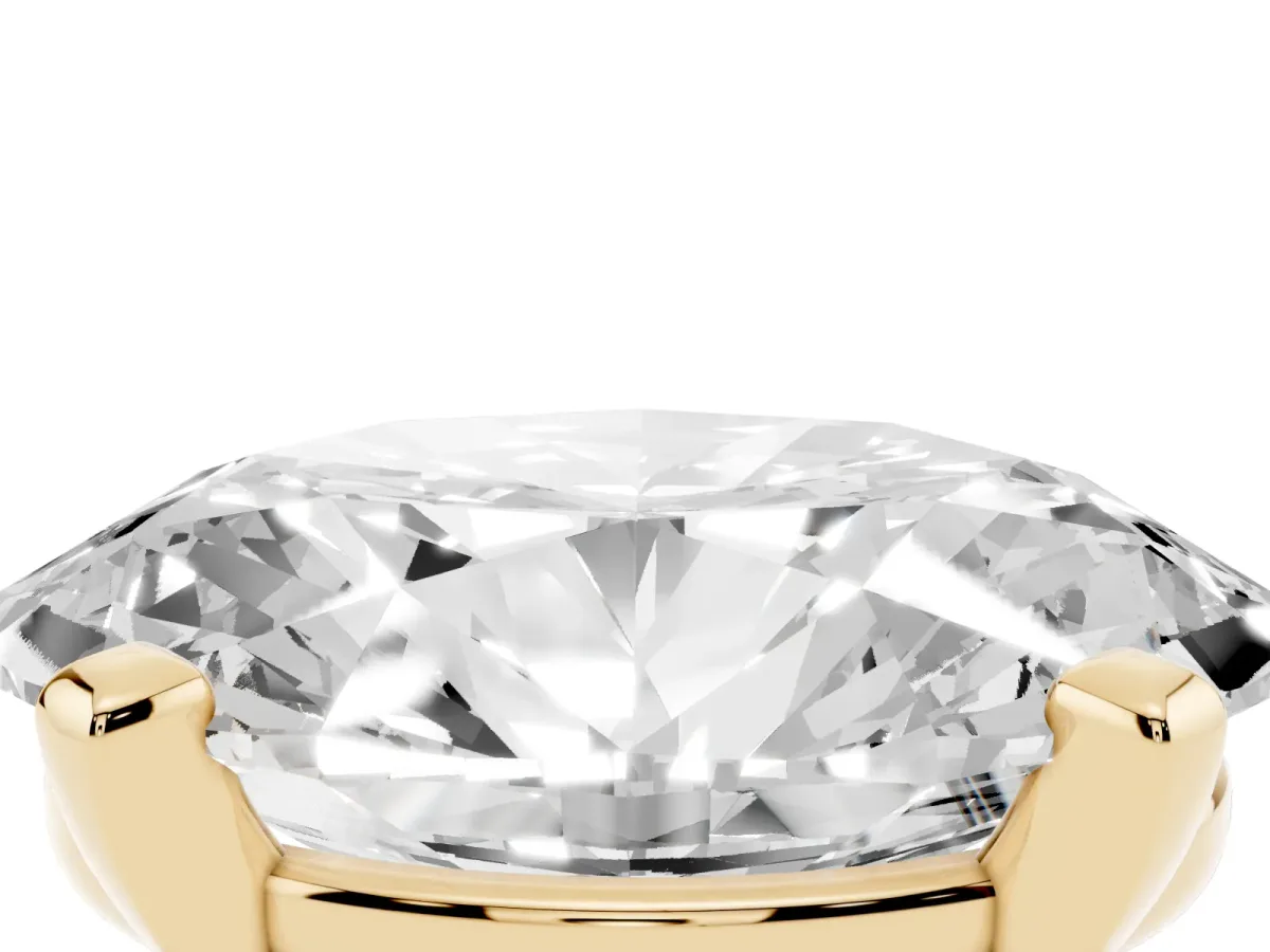 Oval Cut Diamond Solitaire Ring with Prong Setting and Classic Band Yellow gold
