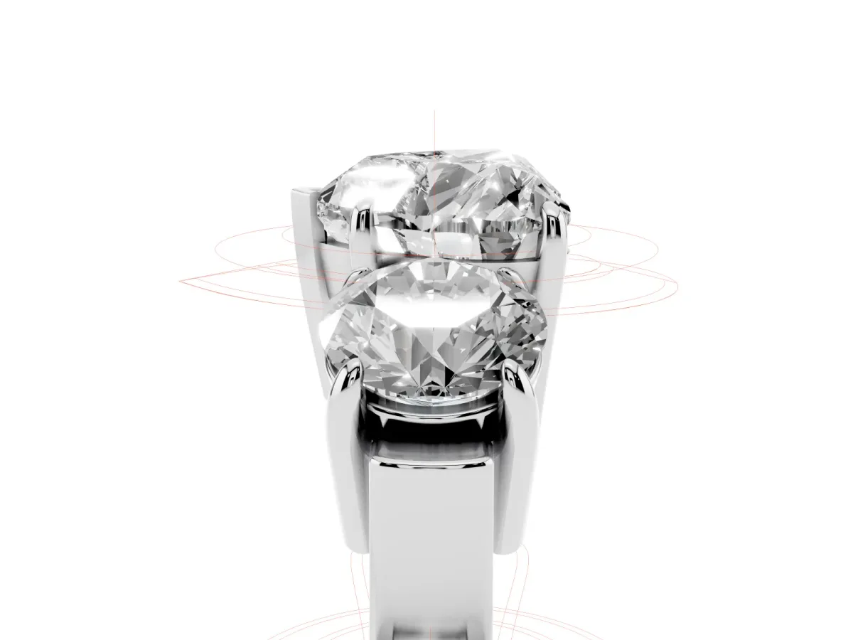 Three-Stone Heart Cut Cut Diamond Ring with Round Accent Stones, Prong Setting, and Classic Band Platinum