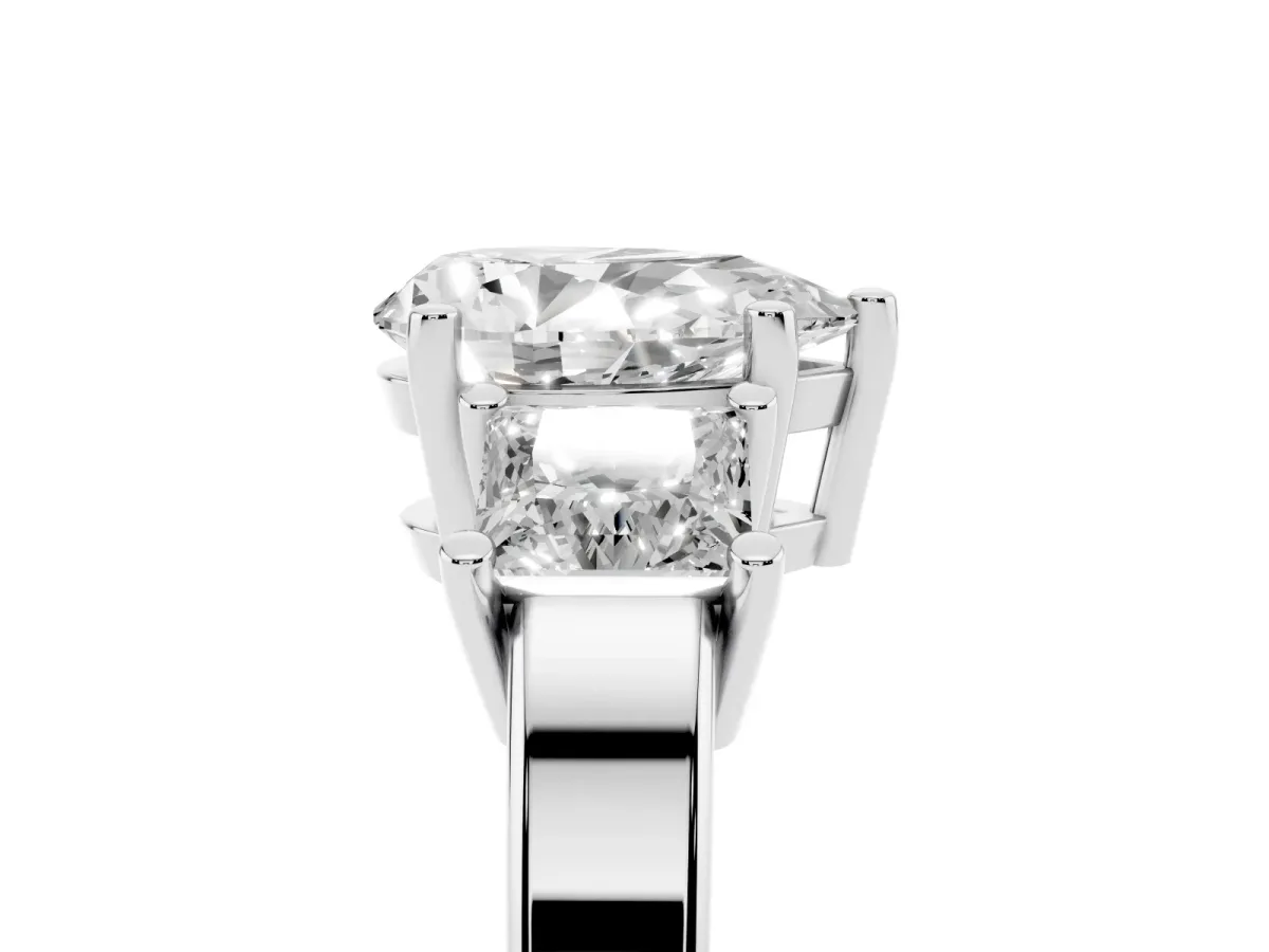 Three-Stone Pear Cut Cut Solitaire Ring with Prong Setting Platinum