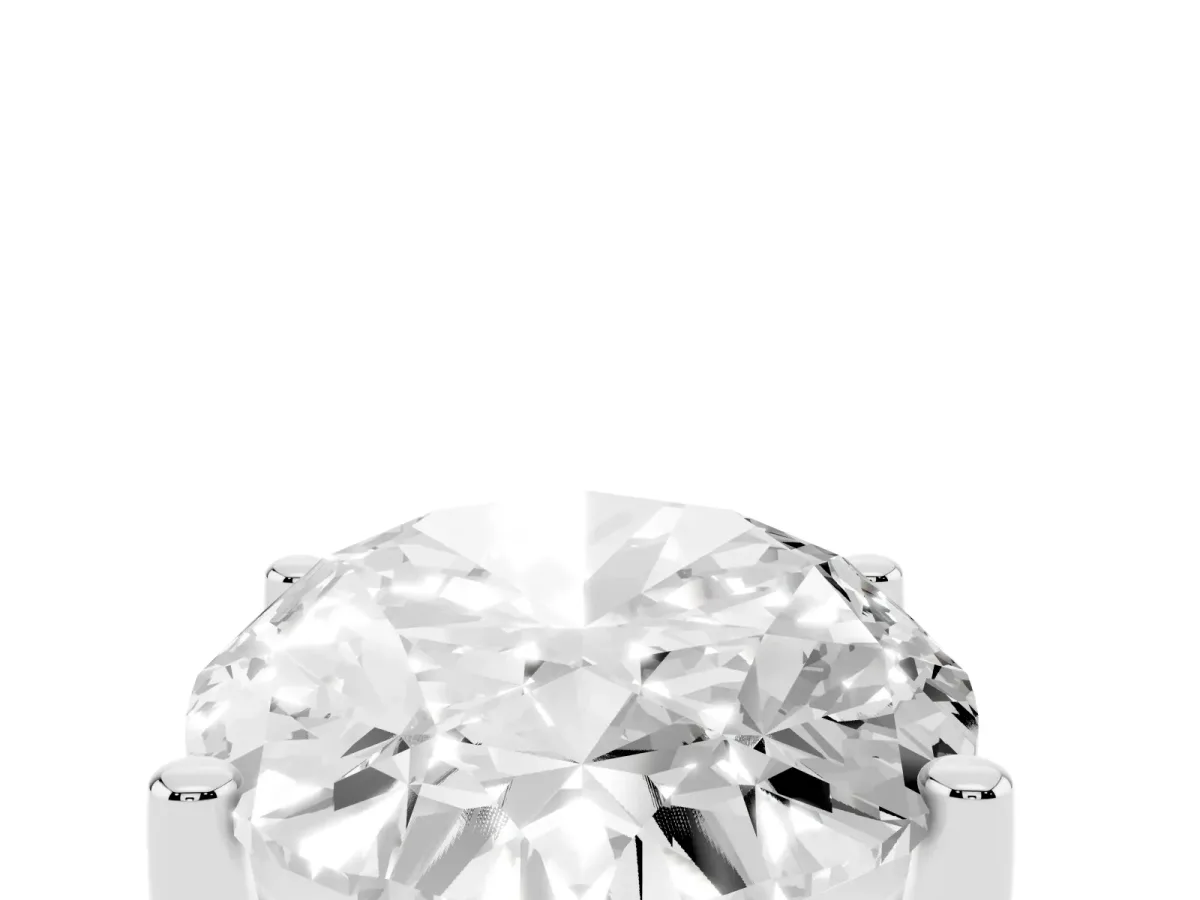 Oval Cut Cut Diamond Solitaire Engagement Ring with Tapered Plain Band and Four-Prong Setting White gold