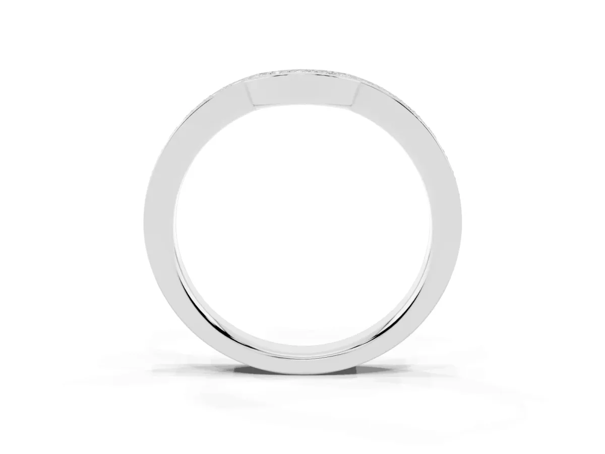 Pavé Round Diamond Contour Band with Channel Setting White gold