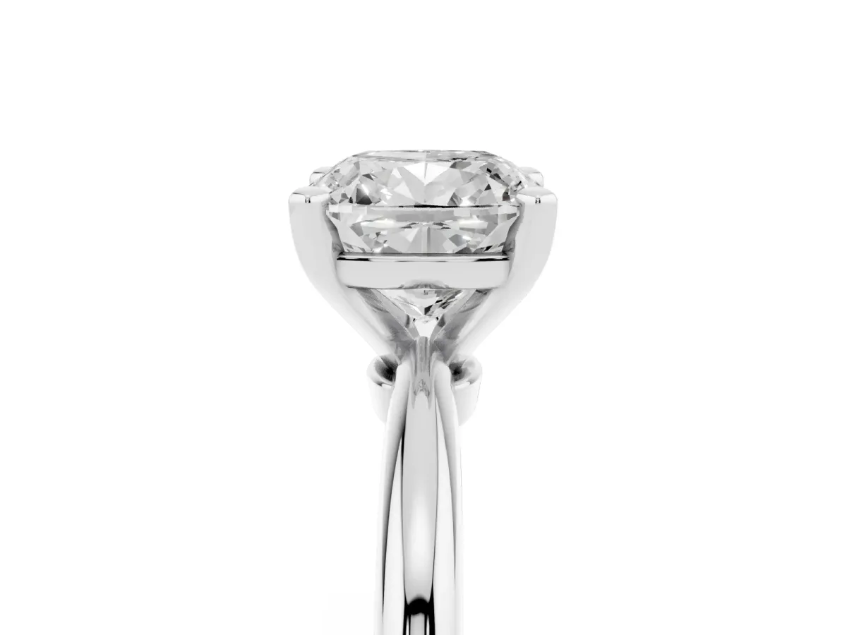 Cushion Cut Diamond Solitaire Ring with Prong Setting and Classic Band Platinum