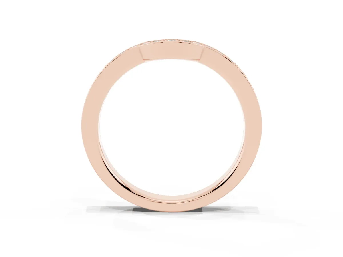 Pavé Round Diamond Contour Band with Channel Setting Rose gold