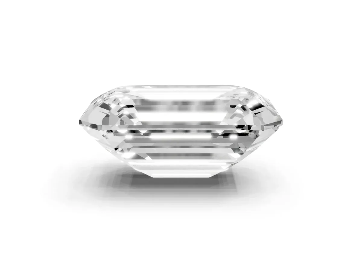 Emerald Cut Solitaire Twist Band Six-Prong Setting Silver