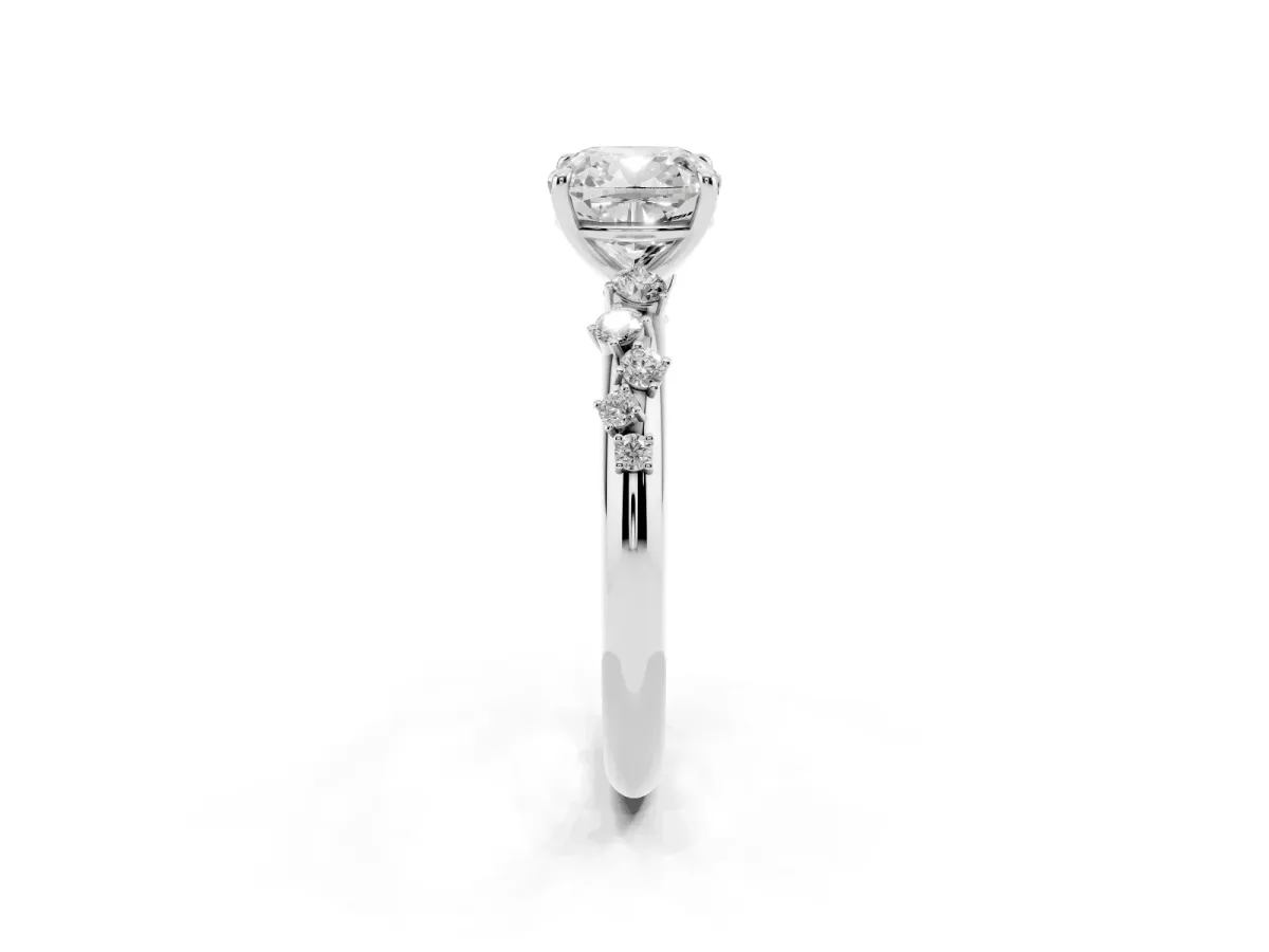 Cushion Cut Diamond Cluster Prong-Set Solitaire Ring Platinum