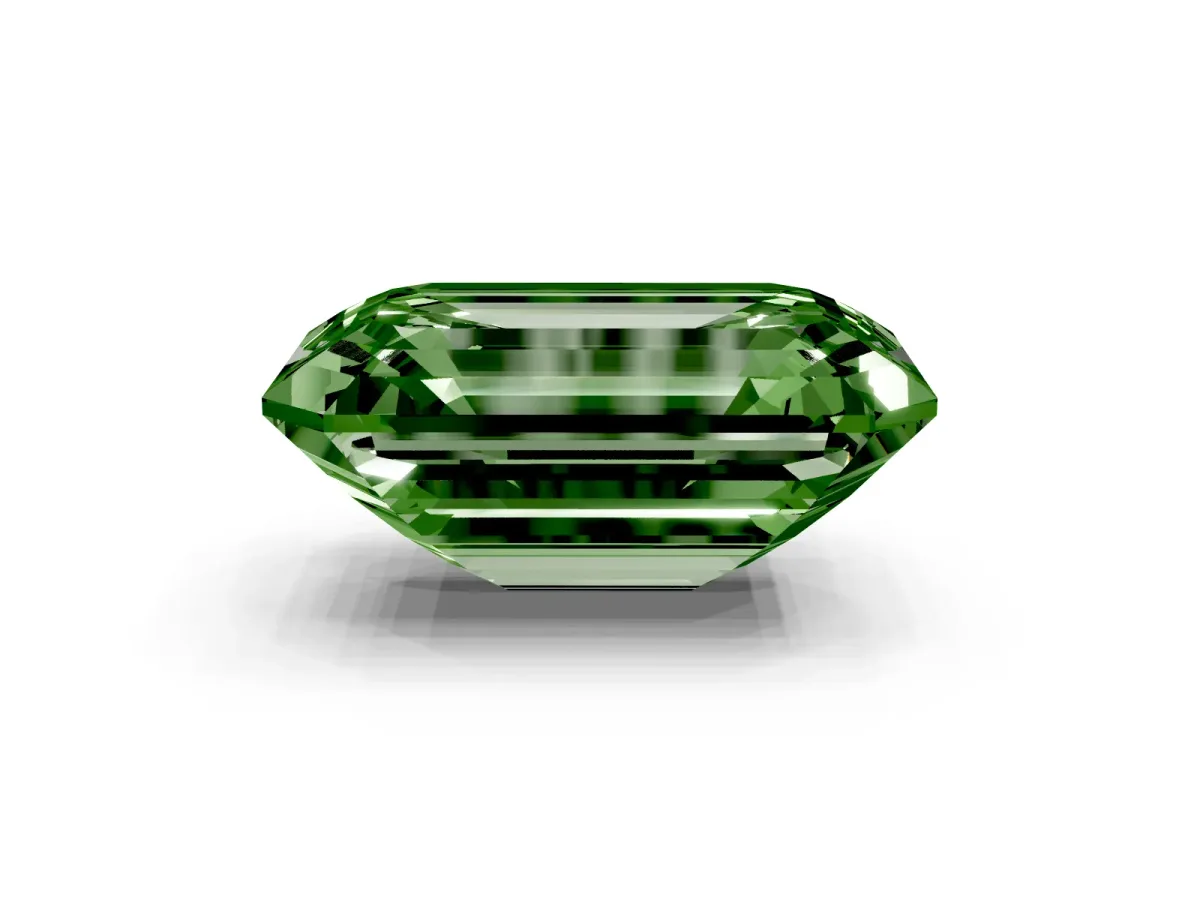 Fancy Green Emerald Cut Cut Pave Band Milgrain Solitaire Ring Rose gold
