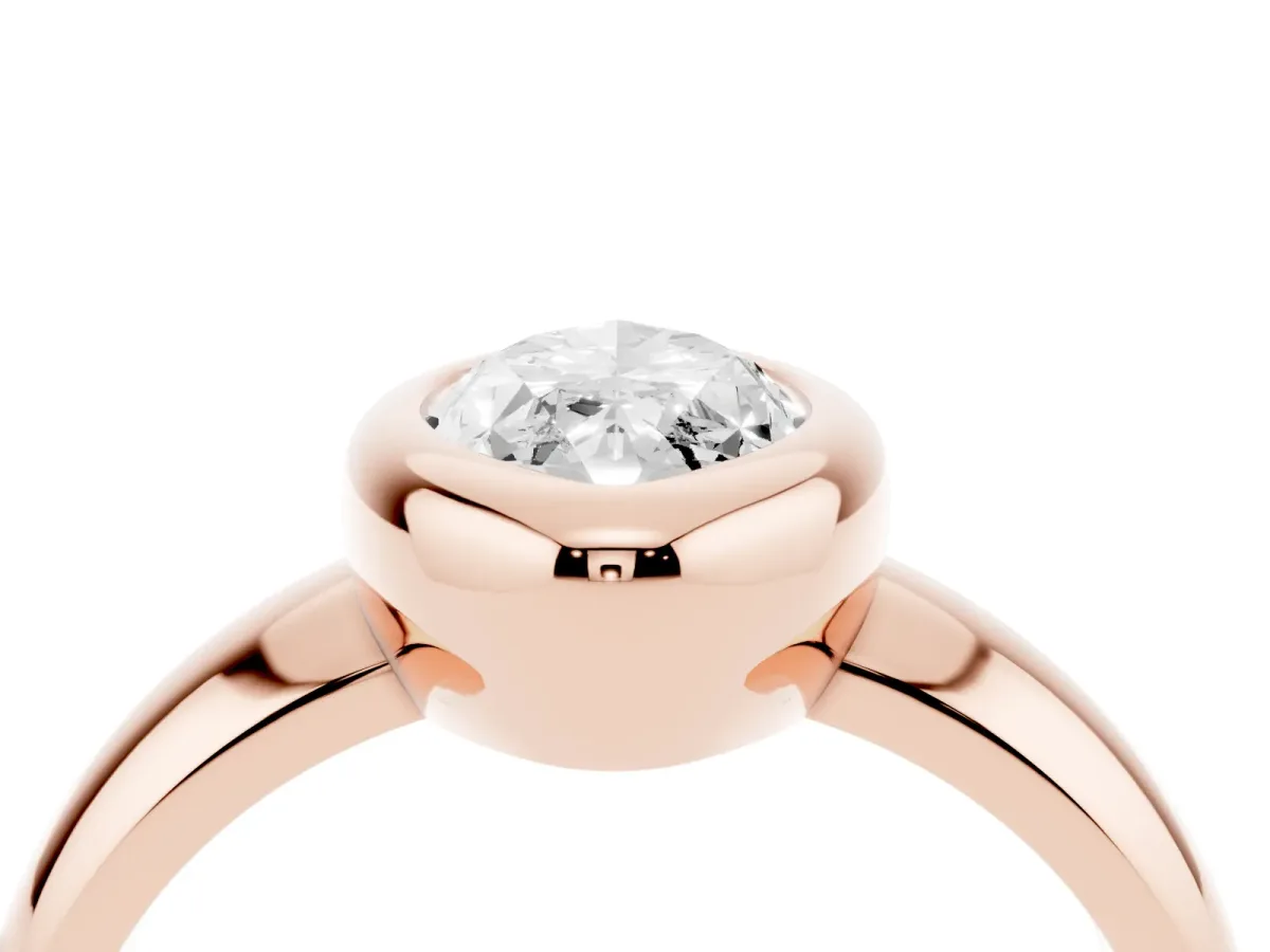 Bezel Set Marquise Cut Solitaire Ring with Wide Band Rose gold