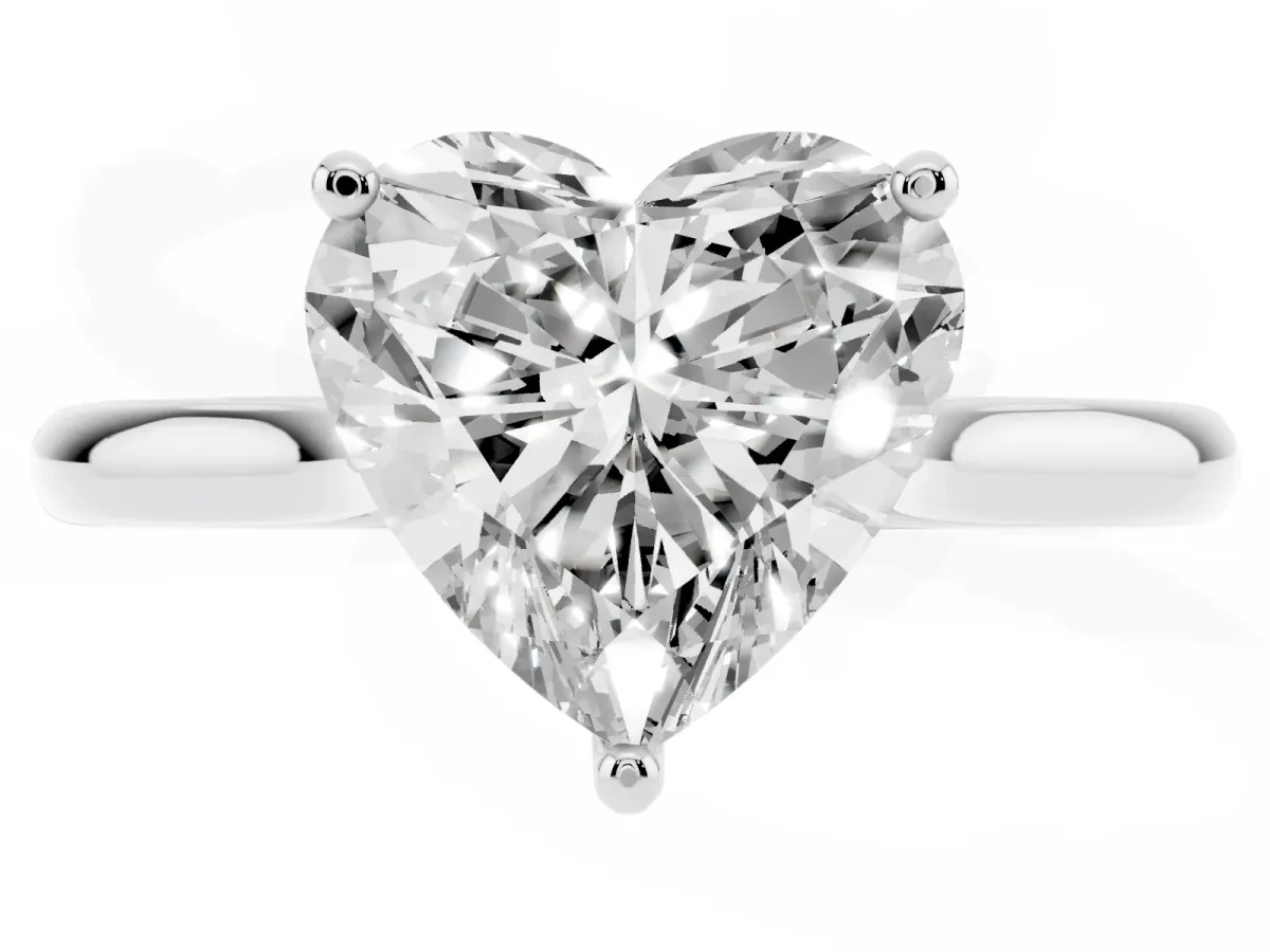 Heart Cut Cut Solitaire Ring with Cathedral Band and Four-Prong Setting Platinum