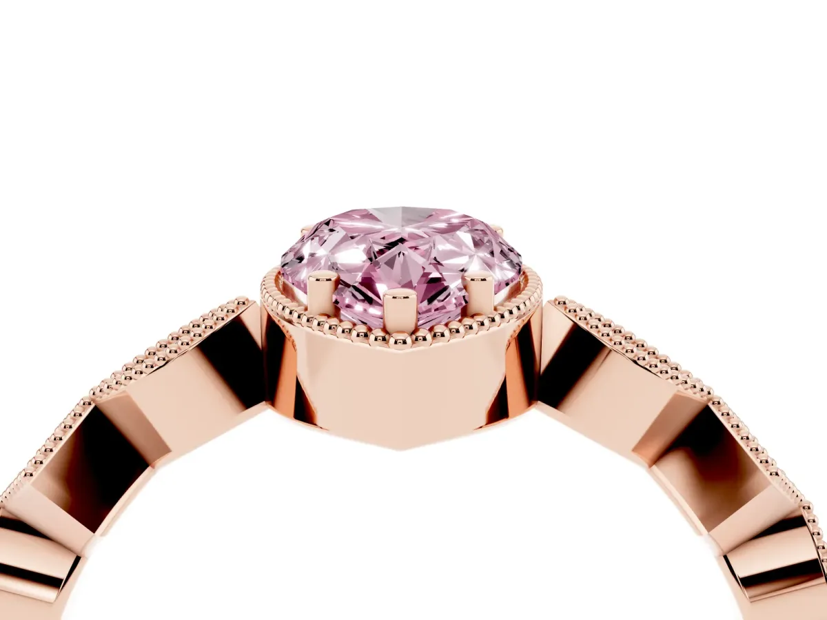 Fancy Pink Pear Cut Milgrain Marquise Diamond Twist Band Ring Rose gold