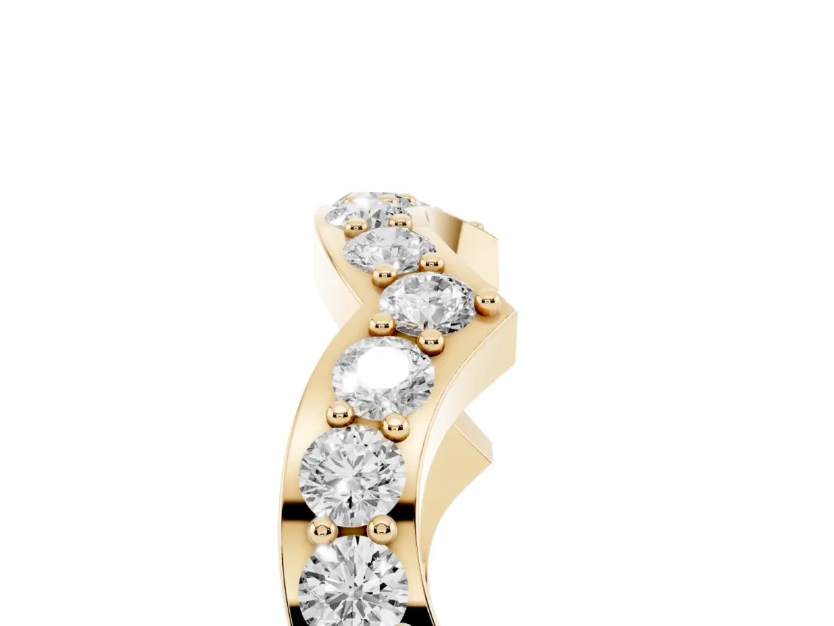 Round Diamond Pavé Zigzag Eternity Band Yellow gold