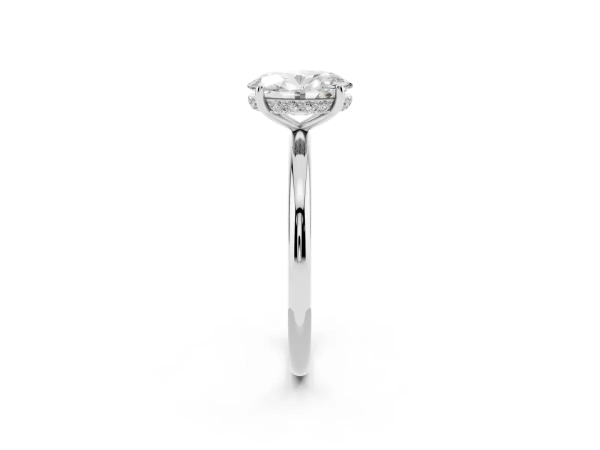 Oval Cut Solitaire Diamond Ring with a Classic Band and Four-Prong Setting Platinum