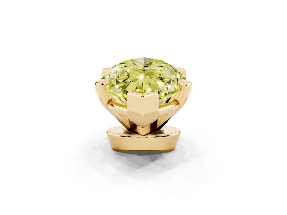 Fancy Yellow Marquise Cut Diamond Solitaire Ring with Prong Setting and Classic Band Yellow gold