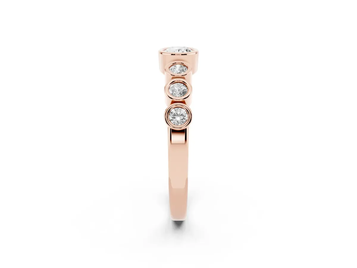 Bezel Set Oval Diamond Half Eternity Band Rose gold
