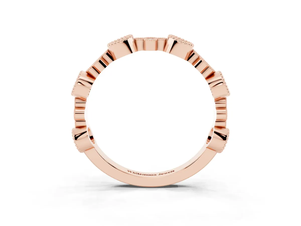 Milgrain Bezel Set Round Diamond Cluster Eternity Band Rose gold