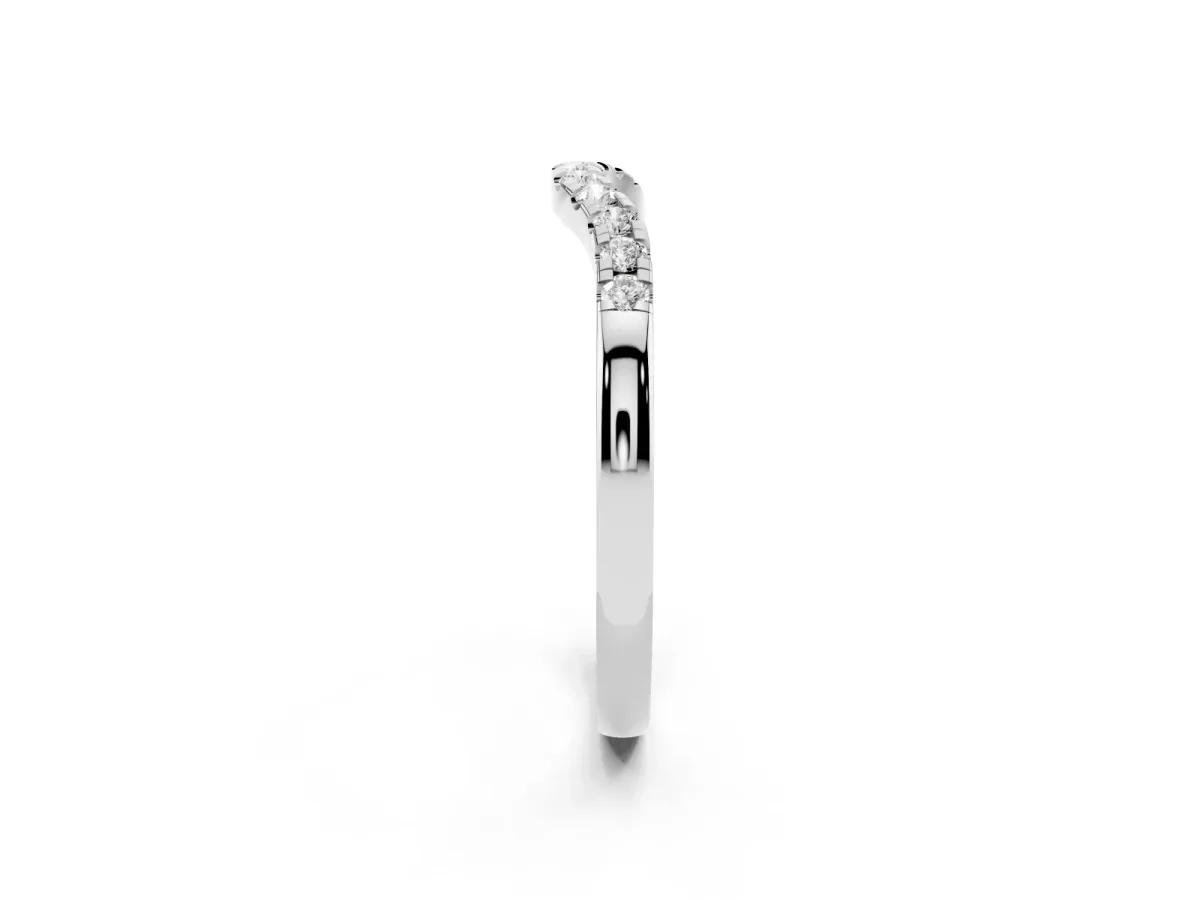 Round Diamond Curved Pavé Wedding Band Platinum