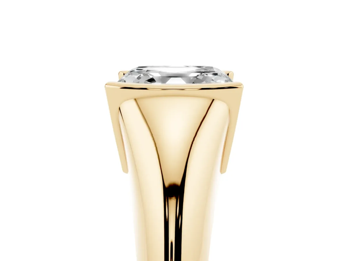Asscher Cut Solitaire Tension Set Diamond Ring Yellow gold