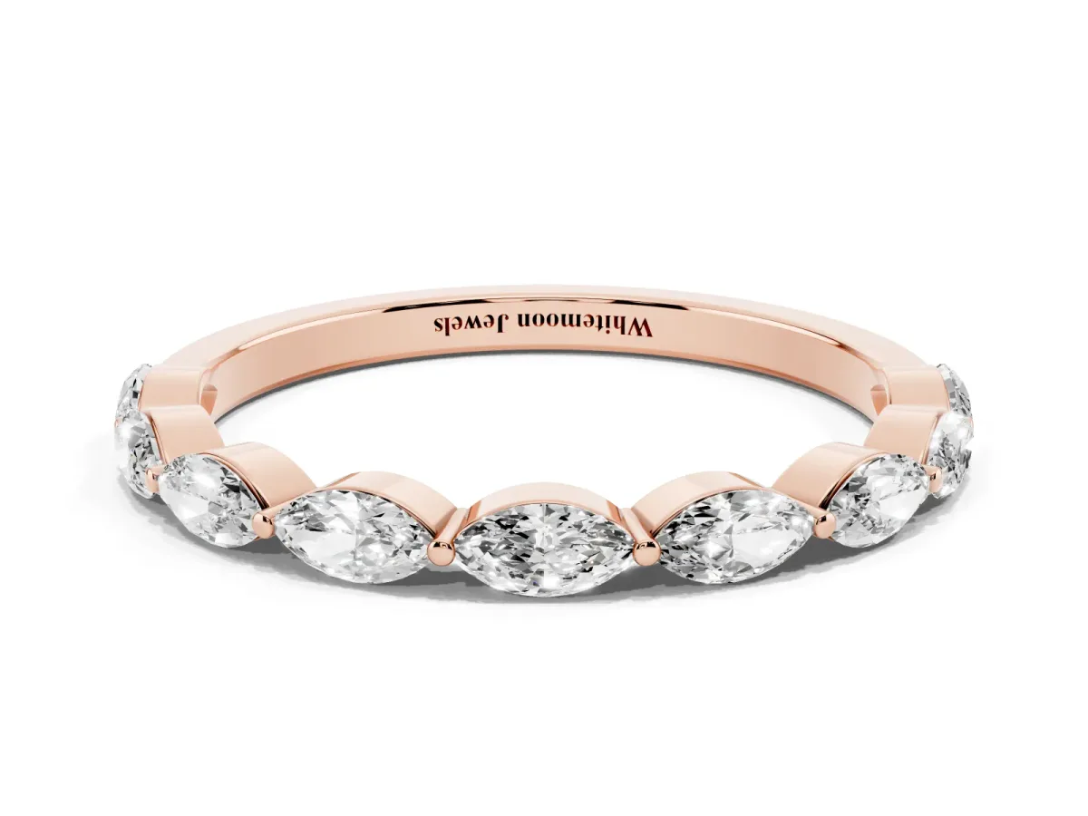 Marquise Diamond Half Eternity Band with Prong Setting Rose gold