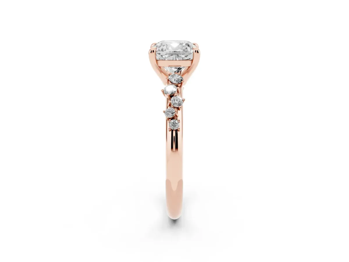 Cushion Cut Cut Diamond Vine Band with Four-Prong Setting Rose gold