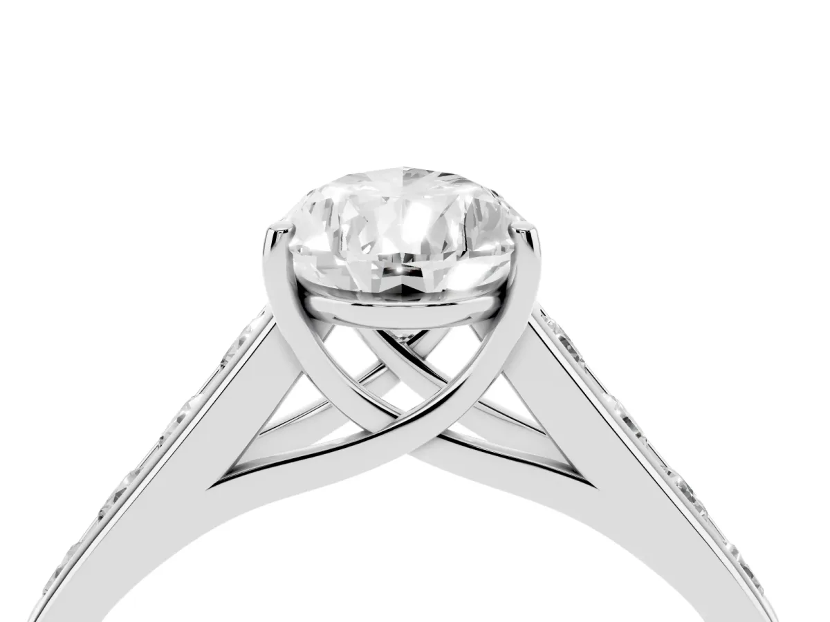 Pear Cut Brilliant Channel-Set Solitaire Ring with Four-Prong Setting Silver