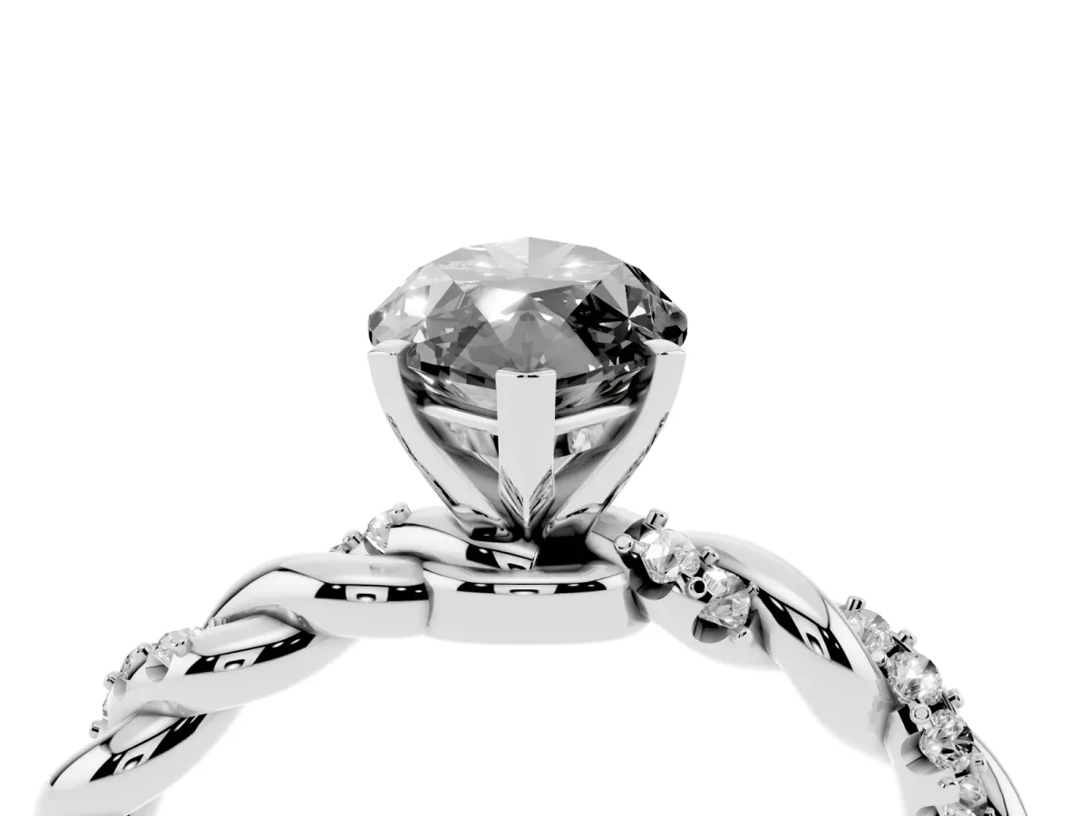 Fancy Black Marquise Cut Diamond Solitaire Ring with Twisted Band and Pavé Accents Silver