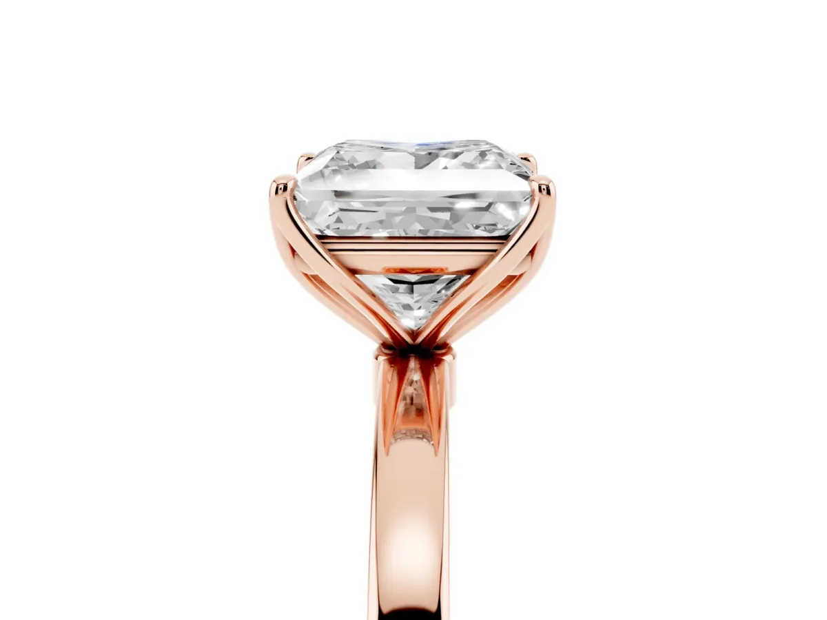 Princess Cut Diamond Solitaire Ring with Thin Band and Prong Setting Rose gold
